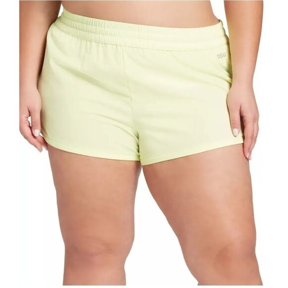 DSG Shorts Women's Mid Rise Stride Running‎ Shorts 3" Size XXL Lo Vis Yellow NWT - Picture 1 of 3